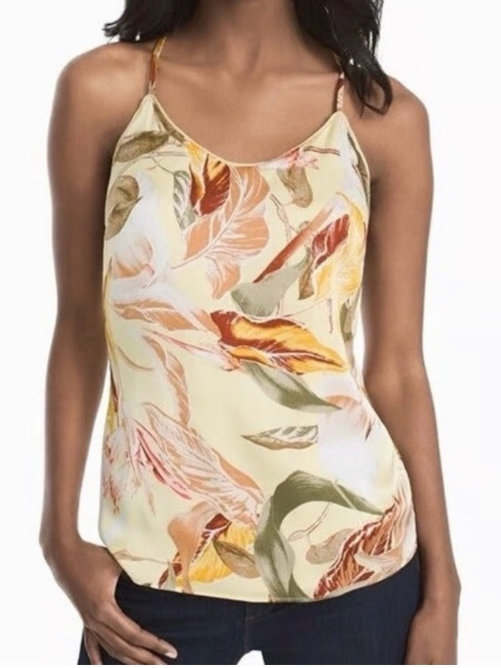 WHBM Floral Lace Racerback Cami Top Yellow Size M